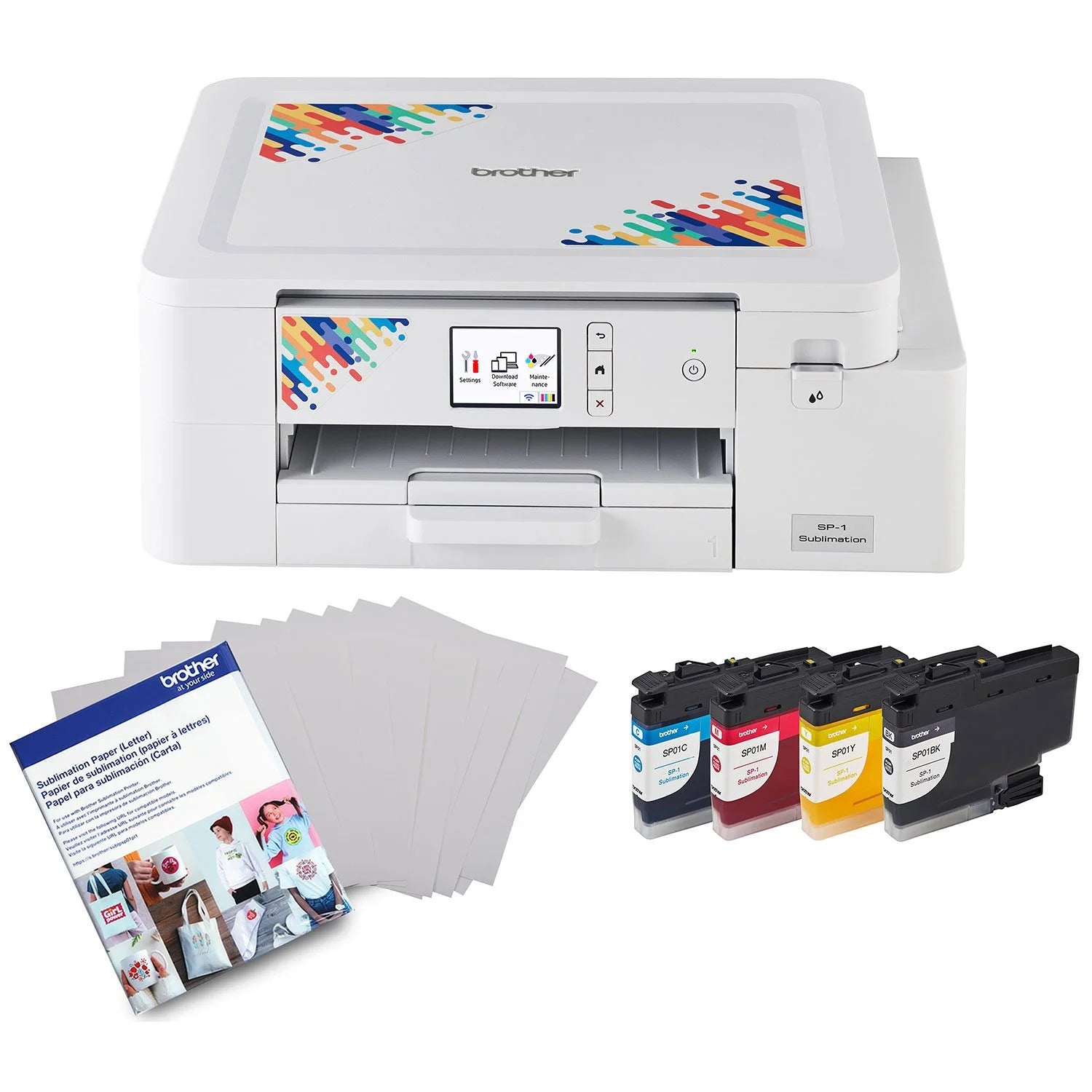Brother Sublimation Printer, 4-Color Sublimation Ink Cartridges and 100 Sheets Sublimation Paper - Bellso